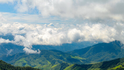 The mountainous landscape of the tropical forest in Nan Province, Thailand is a paradise for drivers and nature tourists.