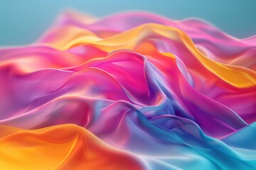 Obraz premium An abstract background with a computer-generated orange and pink flower, blending into fluid, liquid-like shapes composed of delicate lines