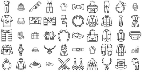 Set Of Fashion Icons Collection Isolated Silhouette Solid Icons Including Clothing,Clothes,Fashion,Sports,Winter Solid Icon Collection. Vector Illustration