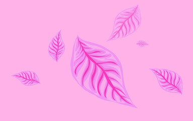 falling leaves on pink background
