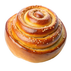 Fototapeta premium Portion of fresh baked sweet swirl bun roll isolated on transparent background