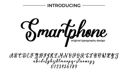 Smartphone Font Stylish brush painted an uppercase vector letters, alphabet, typeface