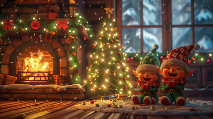 two little christmas elves 