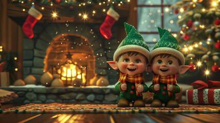 two little christmas elves 