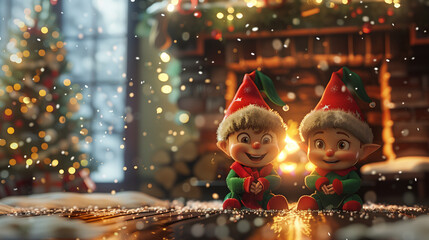 two little christmas elves 