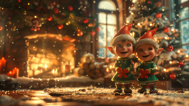 two little christmas elves 