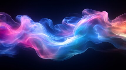 Obraz premium Abstract glowing blue and pink waves on a dark background.