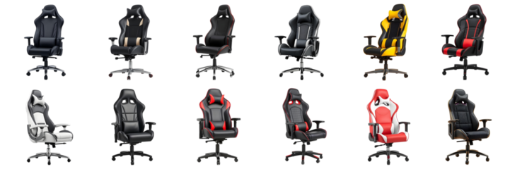 Set gaming chair png collection, cut out, isolated, generative art