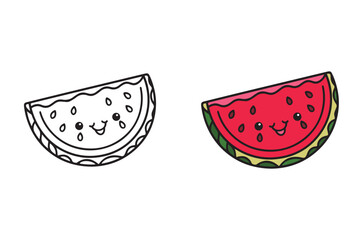 Charming Watermelon Slice Coloring Page for Kids - Coloring Book for Adults and Teens