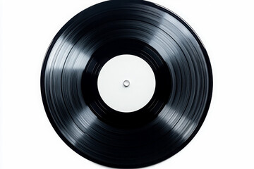 Fototapeta premium A classic black vinyl record with a blank label, perfect for music lovers and retro themes.