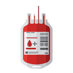 Blood Pack or Blood Bag. Donation. A special plastic container for storing and transfusing blood. Saving and preserving life. Vector illustration isolated on a white background for design and web.
