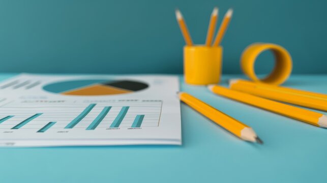 Curriculum review session with progress tracking charts, cover all objects, deep depth of field, copy space.