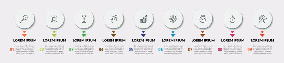 Vector Infographic design business template with icons and 9 options or steps. square design or diagram