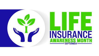 life insurance awareness month is observed every year in September. Holiday concept. Template for background, banner, card, poster, placard, design template with unique shapes with standard color.