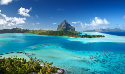 Fototapeta premium Bora Bora Island, French Polynesia Turquoise lagoons, Tropical Island Bora bora