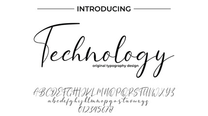 Technology Font Stylish brush painted an uppercase vector letters, alphabet, typeface