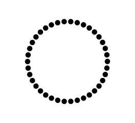 Dotted circle icon. Dotted round lines. Design ring frame. Geometric monochrome shape. Pattern circle. Vector illustration isolated on white background.