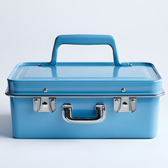 Elegante blaue Werkzeugbox in minimalistischer Darstellung