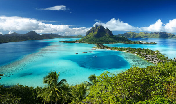 Bora Bora Island, French Polynesia Turquoise lagoons, Tropical Island Bora bora