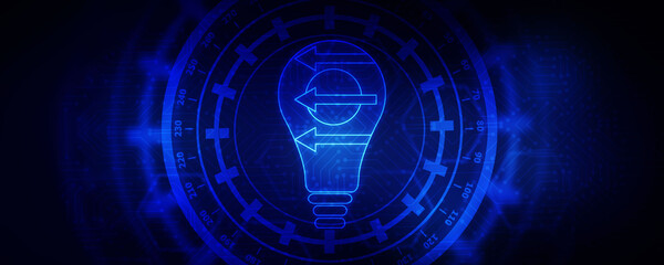

2d illustration bulb future technology, innovation background, creative idea concept 
