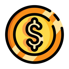 Colored outline coin icon logo vector illustration design, for business and finance theme design