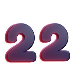 3d 22 number red text design  - 1