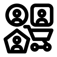 customer diversity, customer, segmentation, behavior, diversification, demographic outline icon