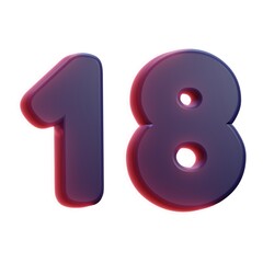 3d 18 number red text design  - 1