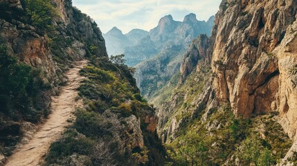 Obraz premium Mountain Path Through a Gorge