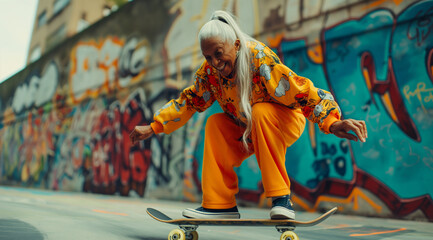 Grandma skates, created with the help of generative AI technology.