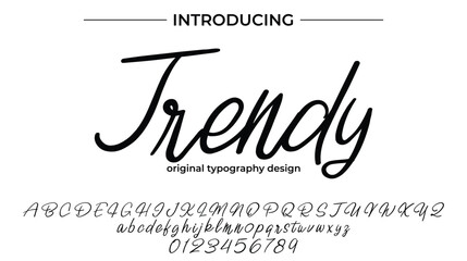 Trendy  Font Stylish brush painted an uppercase vector letters, alphabet, typeface