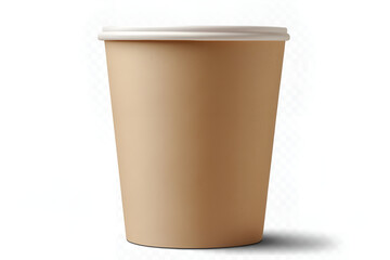 Cardboard cup from recycled craft paper on white background