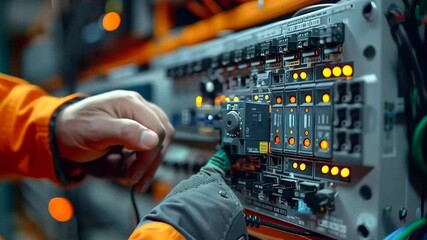 Person adjusting circuits in a control panel during maintenance in an industrial facility