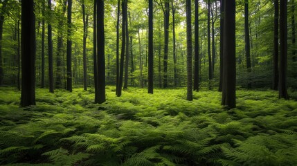 Obraz premium Tranquil Forest: A Serene View into Nature's Embrace