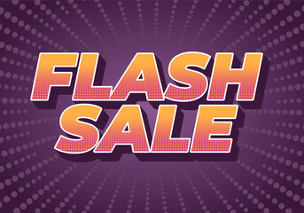 Flash sale. Text effect in 3D style for digital or pint promotion