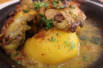 Moroccan cuisine: chicken and potato tajine