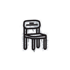 
Chair graffiti spray painted black on white.