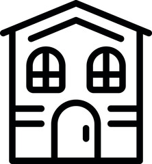 Simple black and white icon of a small house, representing concepts such as home ownership, real estate, and comfortable living