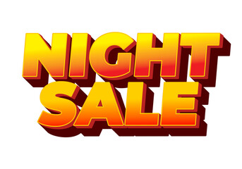 Night sale. Text effect design in 3D look with modern colors