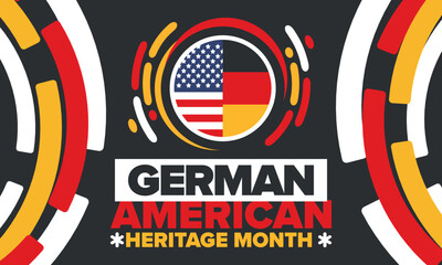 German-American Heritage Month. Happy holiday celebrate annual in October. Germany and United States flag. Culture month. Patriotic design. Poster, card, banner, template. Vector illustration