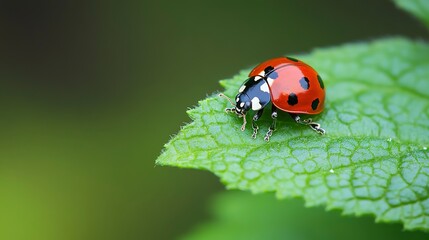 Fototapeta premium ladybug on leaf 