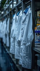 Obraz premium Science Lab with Hanging Lab Coats