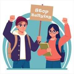 Student protesting on social issues vector illustration