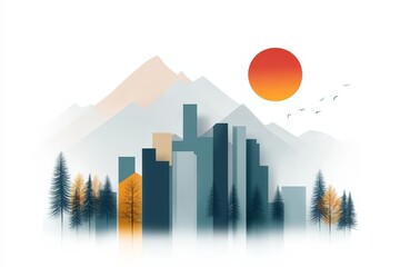 Building Economic Prosperity: Inclusive Public Administration and Infrastructure Minimalist Illustration