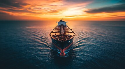 Fototapeta premium Cargo Ship at Sunset