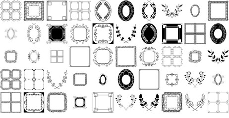 Set Of Frames Labels And Ornament Icons Web Header Banner Design Containing Ornament,Flower,Decoration,Wreath,Frame Outline Icons Collection. Simple Vector Illustration