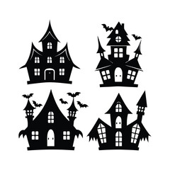 A silhouette of a Halloween gosht house