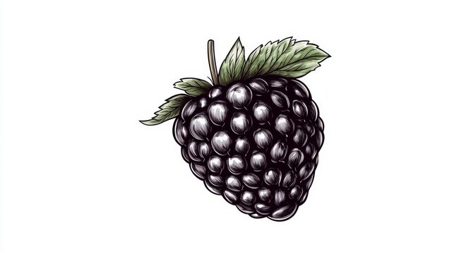 black blackberry fruit with green leaves clip art preview