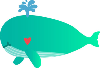 cute whale cartoon, sea animal