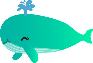 cute whale cartoon, sea animal